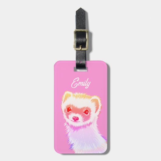 Sassy Ferret in Regenbogenfarben Gepäckanhänger (Vorderseite vertikal)