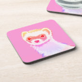 Sassy Ferret in Regenbogenfarben Getränkeuntersetzer (Linke Seite)