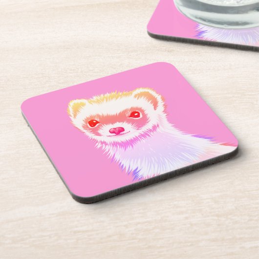 Sassy Ferret in Regenbogenfarben Getränkeuntersetzer (Linke Seite)