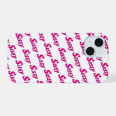 Sassy-Feuer-Pink-Typografie-Muster iPhone 15 Hülle (Rückseite (Horizontal))