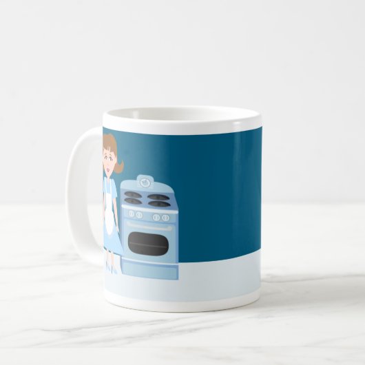 Sassy Fifties Hausfrau Fun Retro Illustration Kaffeetasse (Vorderseite Links)