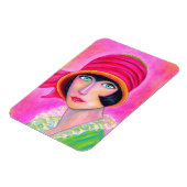 Sassy Flapper Girl Hot Pink Hat Roaring Zwanzig Magnet (Linke Seite)