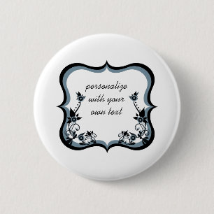 Sassy Floral Frame Button, Dunkle Periwinkle Button