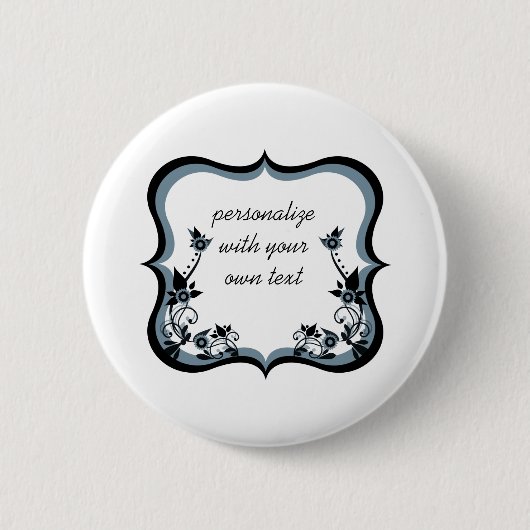 Sassy Floral Frame Button, Dunkle Periwinkle Button (Vorderseite)