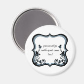 Sassy Floral Frame Magnet, Dark Periwinkle Magnet (Vorderseite/Rückseite)