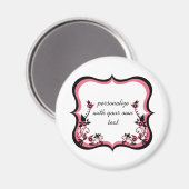 Sassy floral Frame Magnet, rosa Magnet (Vorderseite/Rückseite)