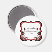 Sassy Floral Frame Magnet, rot Magnet (Vorderseite/Rückseite)