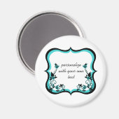 Sassy floral Frame Magnet, Türkis Magnet (Vorderseite/Rückseite)