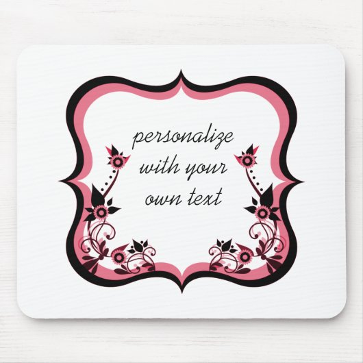 Sassy floral Frame Mousepad, rosa Mousepad (Vorne)