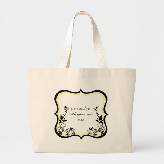 Sassy florale Rahmen Tasche, hellgelb Jumbo Stoffbeutel (Vorne)