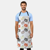 Sassy Fun Cat Heads Cartoon Liebe Muster Schürze (Getragen)