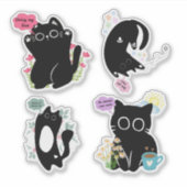 Sassy Funny Motivierend Black Cat Sticker Set (Vorderseite)