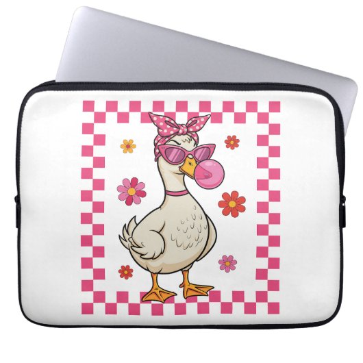 Sassy Gans mit Bubblegum Laptopschutzhülle (Vorderseite)