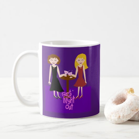 Sassy Girls Night Out Spaß Koketter Cartoon T - Sh Kaffeetasse (Mit Donut)
