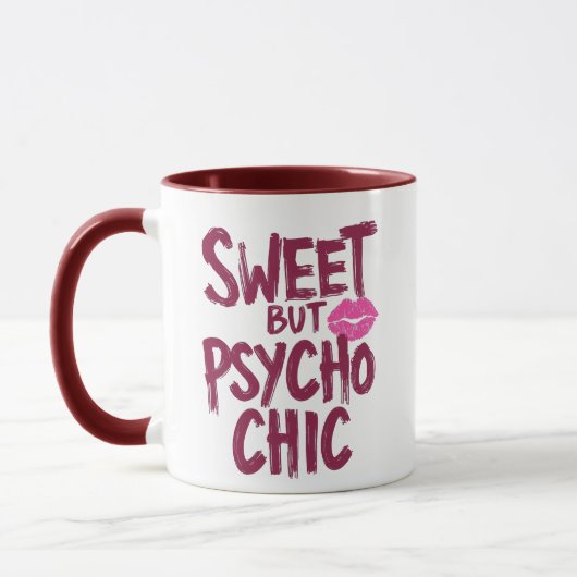 Sassy Girly Humor with Pink Lips Tasse (Links)
