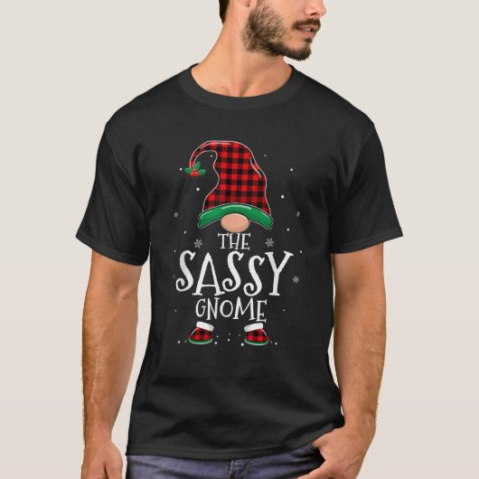 Sassy Gnome Xmas Family Matching Plaid Christmas G T-Shirt (Vorderseite)