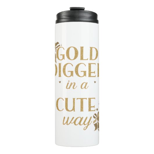 Sassy Gold Typography with Floral Bows Thermosbecher (Vorderseite)