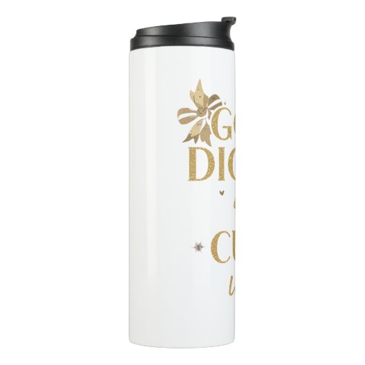 Sassy Gold Typography with Floral Bows Thermosbecher (Nach links gedreht)