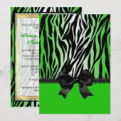 Sassy Green Zebra Einladung mit Bow (Vorne/Hinten)