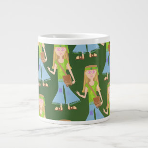 Sassy Groovy Hippie-Mädchen Vintage-Cartoon-Art Jumbo-Tasse