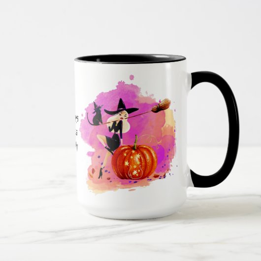 Sassy Halloween Hexe mit Katze Tasse (Rechts)