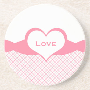 Sassy Heart Fishnet Liebe Untersetzer, rosa Sandstein Untersetzer