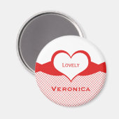 Sassy Heart Fishnet Magnet, rot Magnet (Vorderseite/Rückseite)