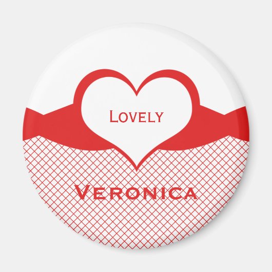 Sassy Heart Fishnet Magnet, rot Magnet (Vorne)