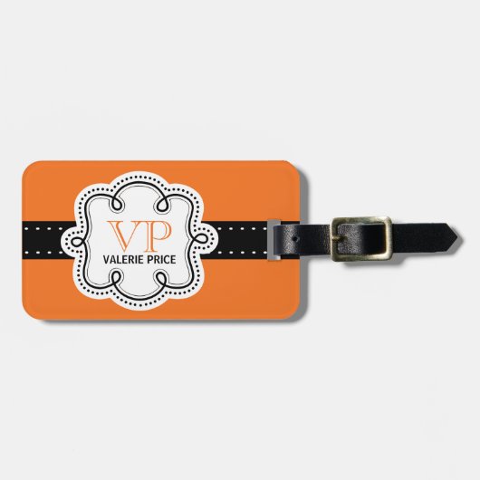 Sassy heller orange personalisierter Girly Gepäckanhänger (Vorderseite horizontal)