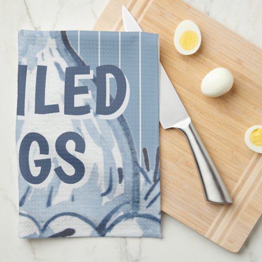 Sassy Hens Lay Deviled Eggs Funny Blue Chicken Art Geschirrtuch (Viertel Falte)
