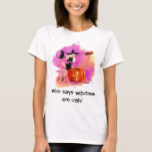 Sassy Hexe mit Cat Weibchen T - Shirt mit Text (Vorderseite)