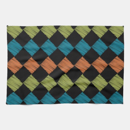 Sassy Ikat Diamond Square Designs Geschirrtuch (Horizontal)