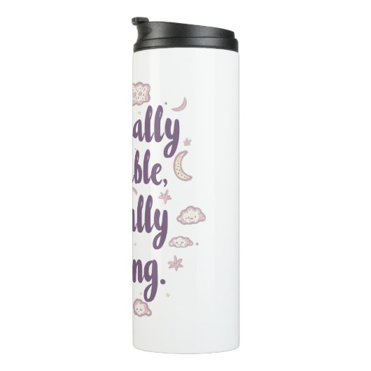 Sassy Introvert Humor mit süßen Wolken Thermosbecher (Nach rechts gedreht)