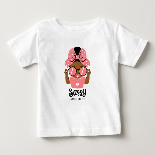 Sassy Kleinkind Girl Shirt mit Afro & Shades (Vorderseite)