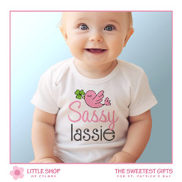 Sassy Lassie St Patrick's Day Customizable Girls Baby Strampler