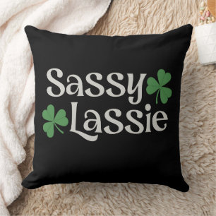 Sassy Lassie St Patrick's Day Irish Girl Kleeblatt Kissen