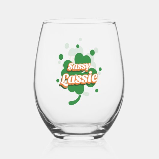SASSY LASSIE St. Patrick's Day Trinkbehälter Set Weinglas Ohne Stiel (Vorderseite)