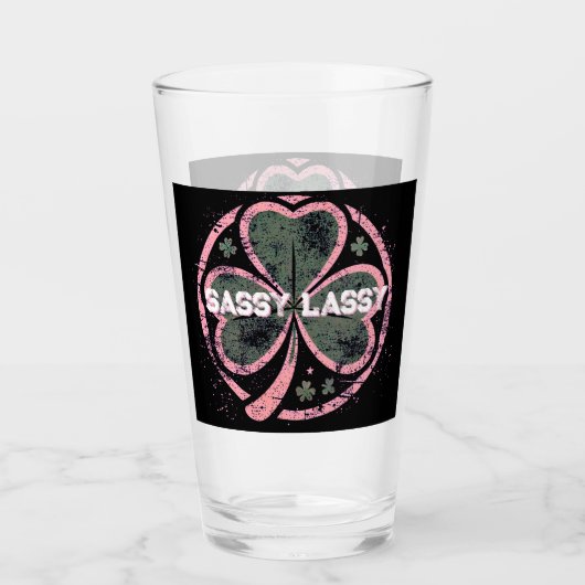 Sassy Lassy Grunge Pink Clover T - Shirt Glas (Vorderseite)
