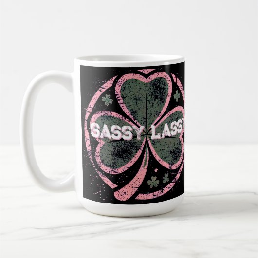 Sassy Lassy Grunge Pink Clover T - Shirt Kaffeetasse (Links)
