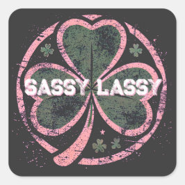 Sassy Lassy Grunge Pink Clover T - Shirt Quadratischer Aufkleber