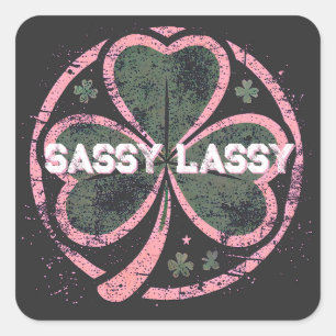 Sassy Lassy Grunge Pink Clover T - Shirt Quadratischer Aufkleber