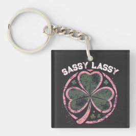 Sassy Lassy Grunge Pink Clover T - Shirt Schlüsselanhänger