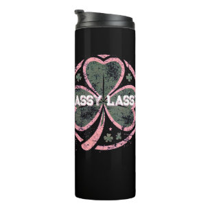Sassy Lassy Grunge Pink Clover T - Shirt Thermosbecher