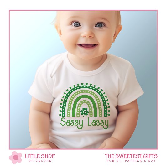 Sassy Lassy Rainbow Kleeblatt St Patrick's Day Gir Baby Strampler