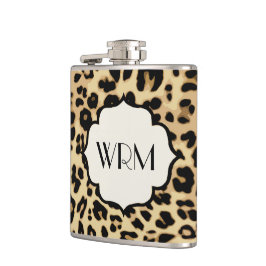 Sassy Leopard Print Mit Monogramm Flachmann