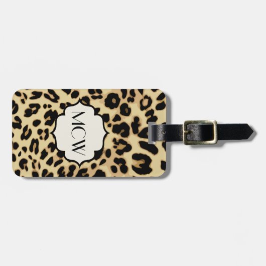 Sassy Leopard Print Mit Monogramm Gepäckanhänger (Vorderseite horizontal)