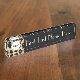 Sassy Leopard Print Mit Monogramm Namensplakette