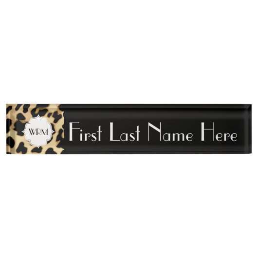 Sassy Leopard Print Mit Monogramm Namensplakette (Vorderseite)