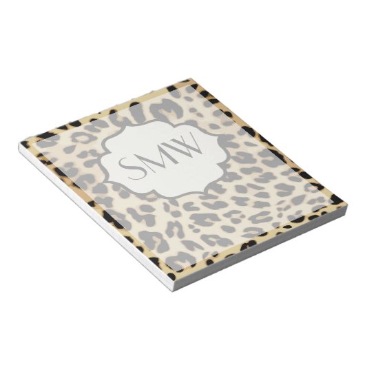 Sassy Leopard Print Mit Monogramm Notizblock (angewinkelt)