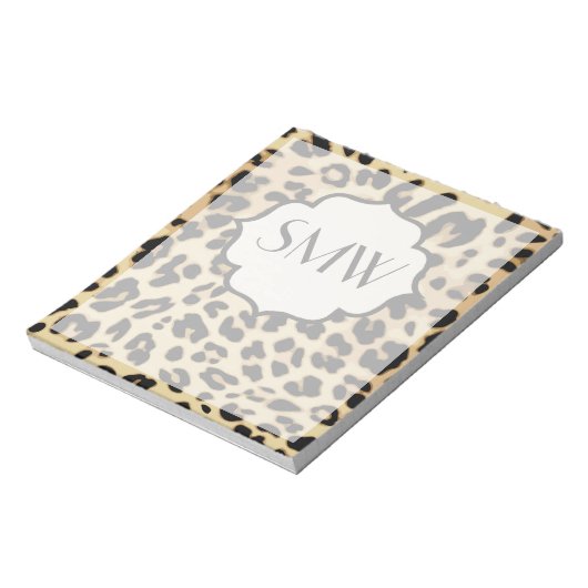 Sassy Leopard Print Mit Monogramm Notizblock (Rotiert)